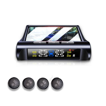 

New Tire Pressure Monitoring System Solar Power TPMS Wireless 4 External Sensors for Car
