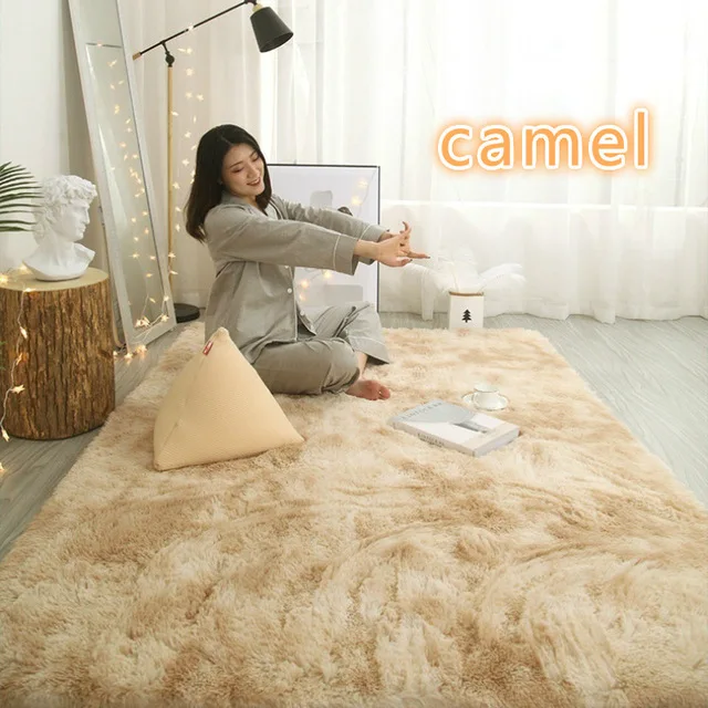 camel Плюшевые ковры для гостиной, мягкий пушистый домашний декор, мохнатый ковер для спальни, дивана, журнального столика, напольный коврик, коврик для двери, шелковый ковер - Цвет: camel