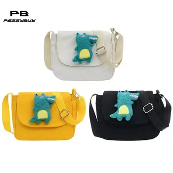 

Cute Cartoon Crocodile Women Messenger Shoulder Bags Canvas Casual Handbag New Women's Mobile Phone Bag Fashion Leather Bags