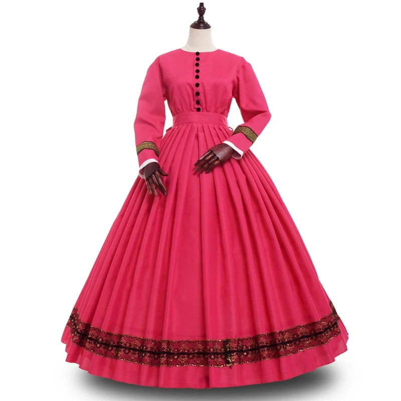 Rose Red Винтажные Бальные платья в викторианском стиле Бальные платья женские карнавальные свадебные платья костюмы для вечеринок - Color: Rose Red