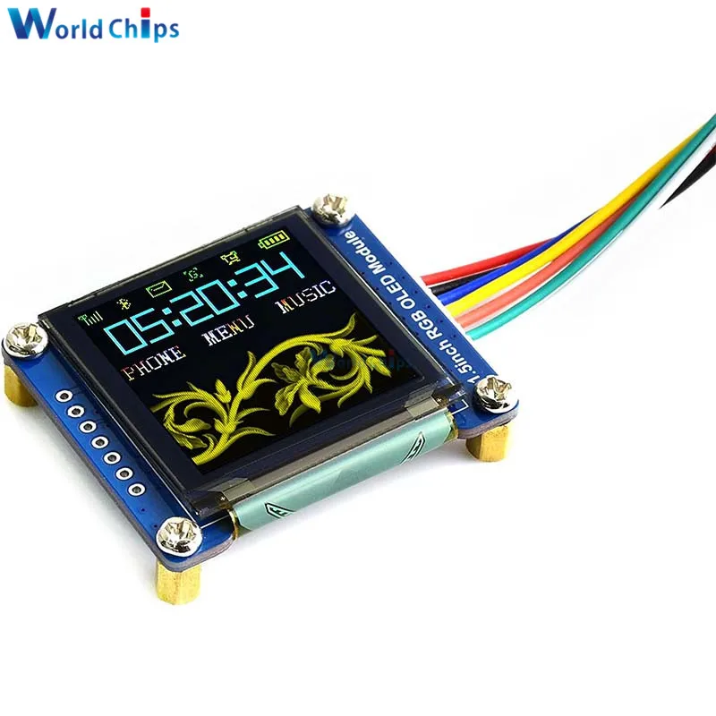 

Модуль 1,5 дюйма, дисплейный модуль OLED RGB дюйма, 128 × 128 пикселей, 16 бит, 65K цветов, встроенный контроллер интерфейса SPI, для связи с Raspberry Pi/STM32