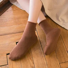 La MaxPa/женские носки, свободные однотонные женские хлопковые носки, мягкие носки до щиколотки, k1429