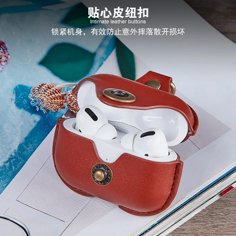 Luxury Fashion genuine cow leather Case For airpods Pro Headphone Case Accessories Earphone Bags Funda For Airpods Pro
