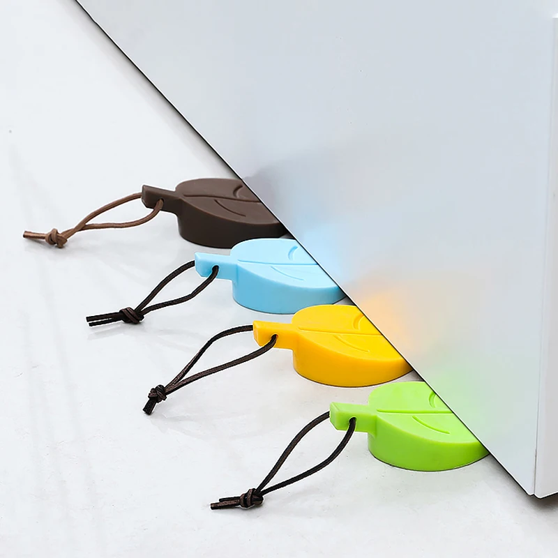 Silicone Door Stop Stopper Cartoon Leaf Shape Kids Safety Door Stopper For Children Home Decor Finger Safety Protection