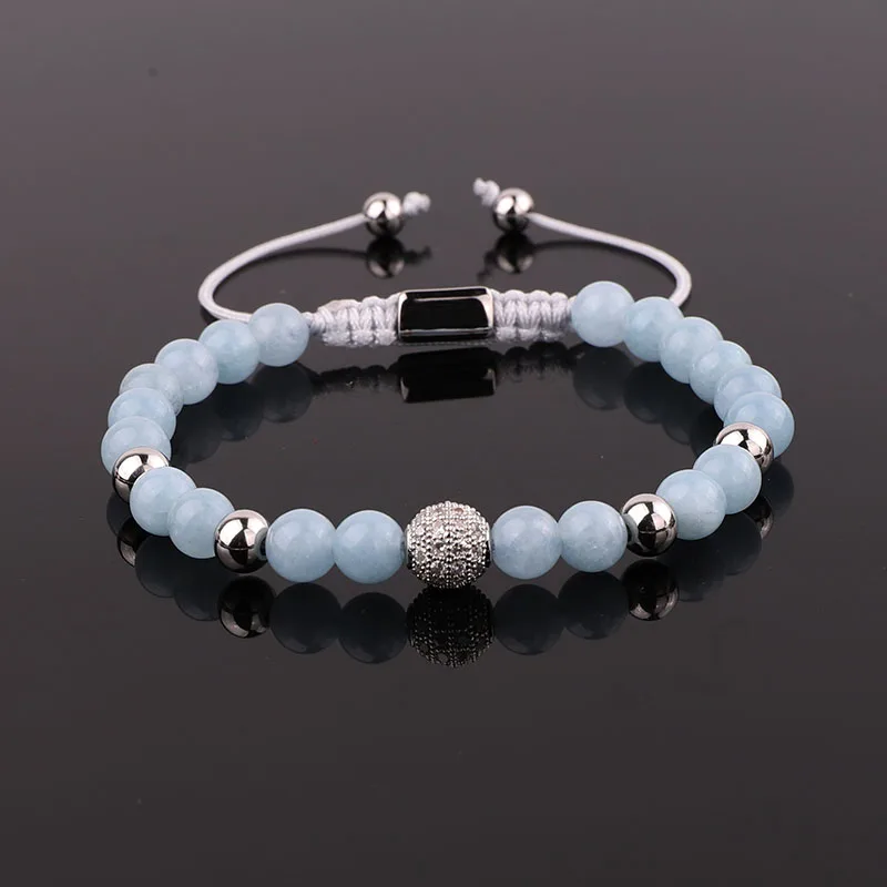 High Quality New Fashion 6mm Natural Stone CZ Pave CharmBeads Custom Macrame Bracelet Jewelry For Men Women - Image 3