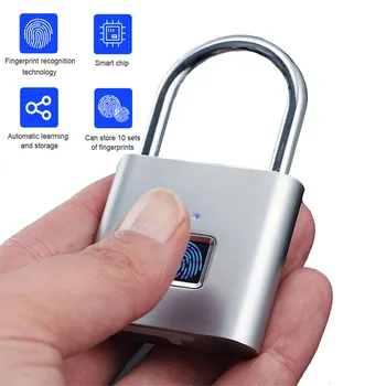 

Security Door Fingerprint Lock Smart Padlock Keyless Thumbprint Padlocks Portable Anti-Theft Bag Drawer Suitcase