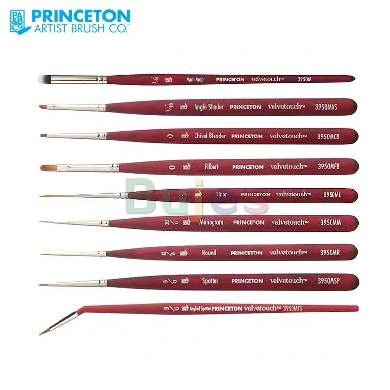 Princeton Velvetouch, Series 3950, Paint Brush for Acrylic,Oil and Watercolor, Round,Full Set 1