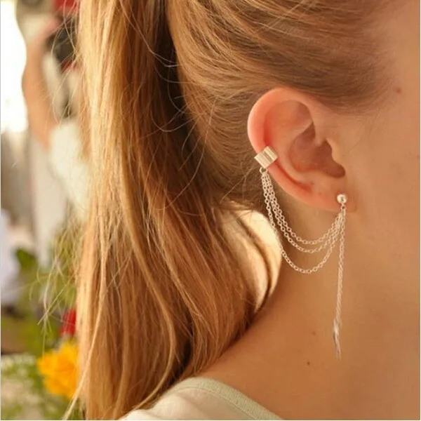 

Metal Leaf Tassel Earrings Ear Clip Tassel Drop Earrings For Women Girls Za Wedding Jewelry Designs Dangle Statement Earrings