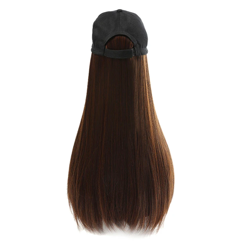 

Wig Female Long Hair Fashion Cap Wig One-Piece Female Long Straight Natural Full Head Suit Net Fashion-Black Hat Light Brown