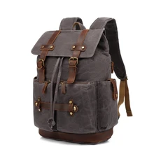 

YUPINXUAN Large Capacity Canvas Leather Backpacks for Men Strings Daypacks Waterproof Vintage School Bags Big Size