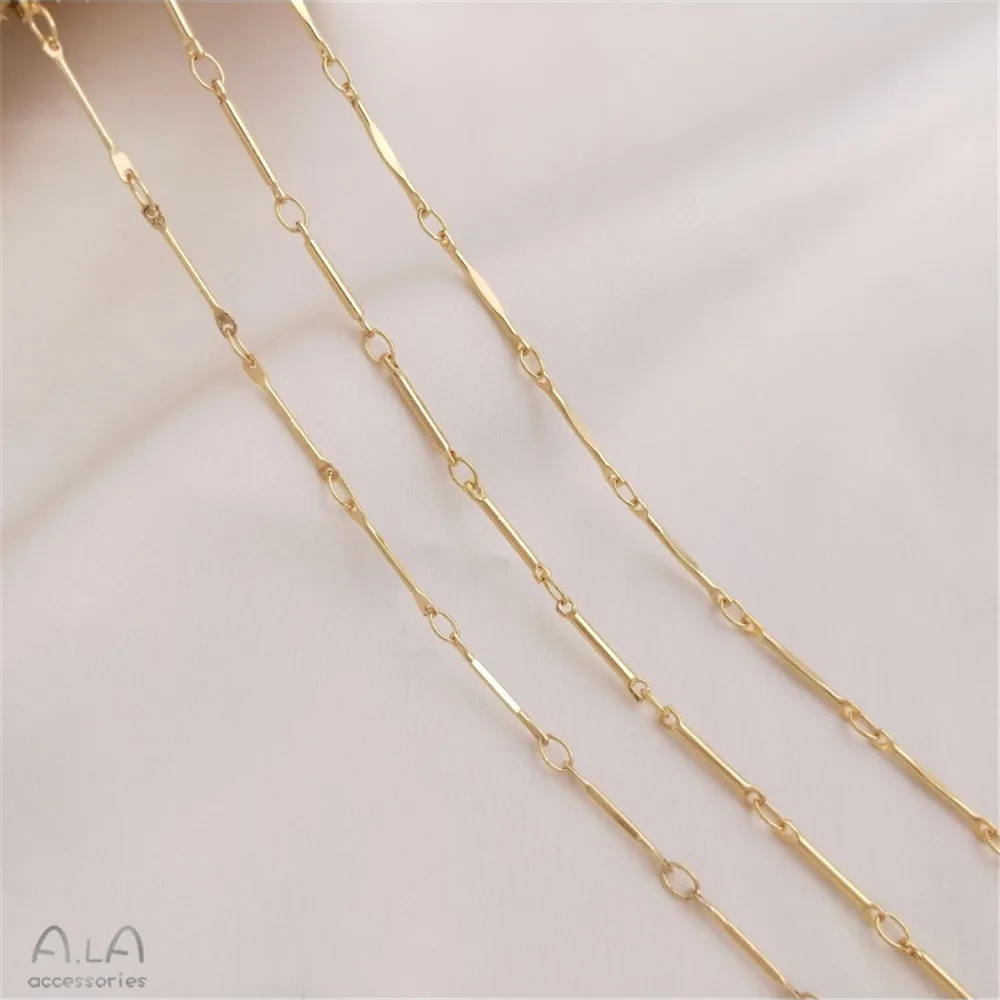 14K Gold Plated stick chain Round stick joint chain Thin chain Compressed chain handmade DIY necklace accessories loose joint operations combined arms gold pc