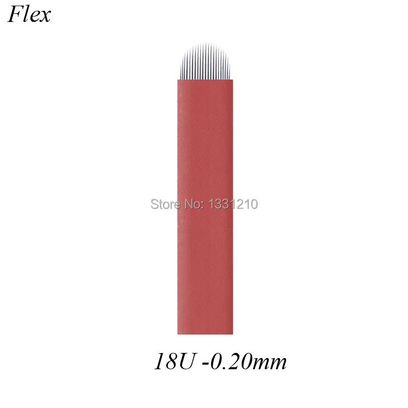 

50Pcs Rose Red 18U-Shape 0.20mm Microblading Needles Manual Eyebrow Blades for Permanent Makeup Supplies