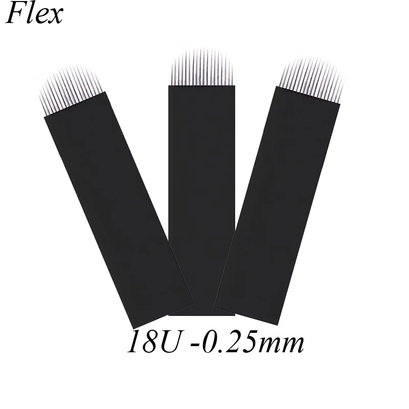 Microblading лезвия Гибкая Кривая Flexi 18 U форма лезвия 0,25 мм Microblade Перманентный макияж ручное лезвие