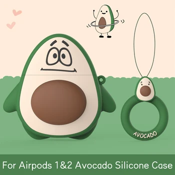 

Soft Silicone Earphone Case For Apple AirPods 1 2 Cute Cartoon Strawberry Avocado Peach Cover With Hooks Bag Capa For AirPods 2