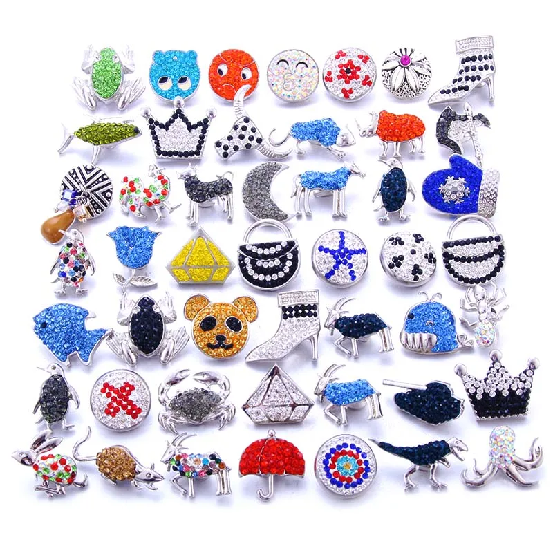 New 12MM 18mm Snap Jewelry Rhinestone Mini Metal Snap Buttons fit 12mm 18mm Bracelet Bangle Earrings Necklaces 10pcs/lot metal snap buttons