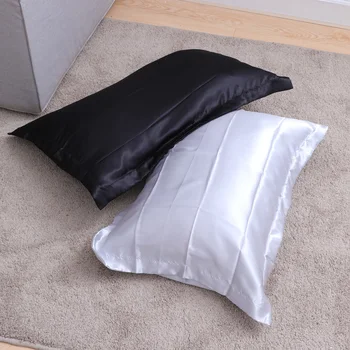

2pcs Protective Simple Practical Comfortable Lightweight Silk Pillow Cover for Hotel Bedroom Home