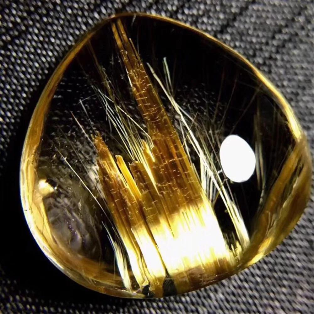 

Top Quality Natural Gold Rutilated Quartz Pendant For Woman Man Crystal 24x23x11mm Beads Water Drop Clear Stone Jewelry AAAAA