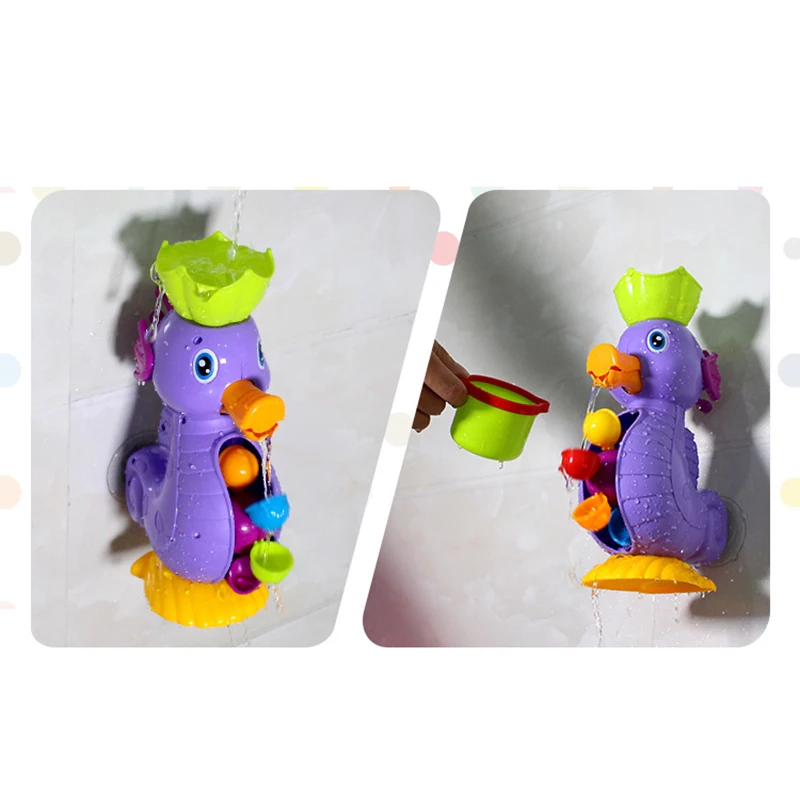 Kids Shower Bath Toys Cute Duck Waterwheel Dolphin Toys Baby Faucet Bathing Water Spraying Tool Wheel Type Dabbling Toy No Box