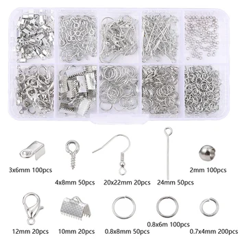 Alloy Accessories Set Jewelry findings Tools Clip buckle Lobster Clasp Open Jump Rings Earring Hook Jewelry Making Supplies Kit 9