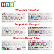 HRH 15 шт. серебряный стиль ярлык горячие клавиши дизайн клавиатуры чехол для MacBook Air Pro retina 1" A1278 A1466 A1425 A1502 15" 17"