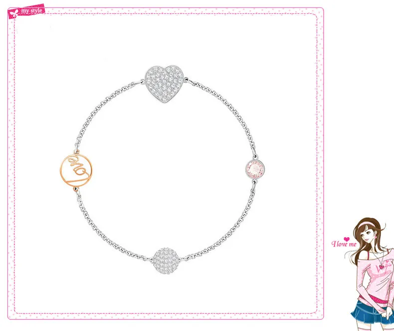 Swarovski элемент сердце Скрытая Магнитная оснастка кристалл браслет-комбинация ювелирных изделий женский подарок на день рождения оптом