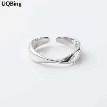 

Korean Fashion 925 Sterling Silver Open Smooth Wave Rings Personality Irregular Twist Rings Jewelry Wholesale