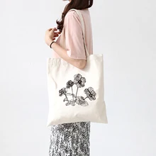 Женская Холщовая Сумка с цветочным принтом, женская сумка для покупок, большая вместительность, Harajuku, сумка через плечо, женские сумки, простые