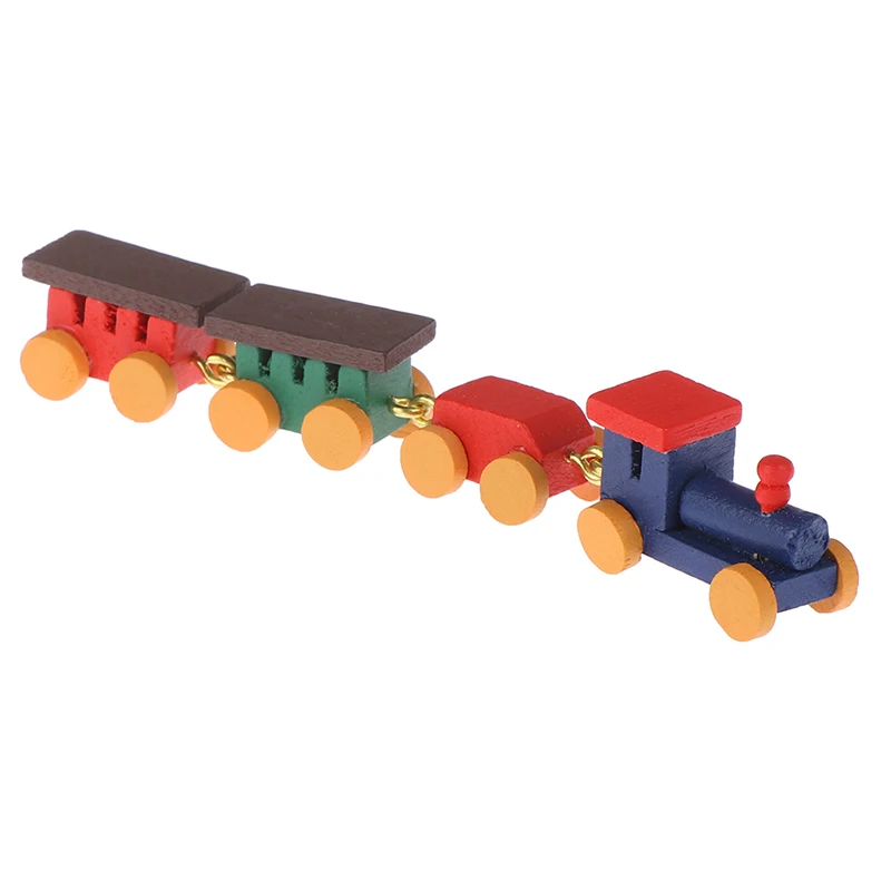 Милый расписной деревянный Паровозик набор локомотив отсек игрушка вагоны 1:12 кукольный домик игра Кукольный дом Декор активные Игрушки Миниатюрный