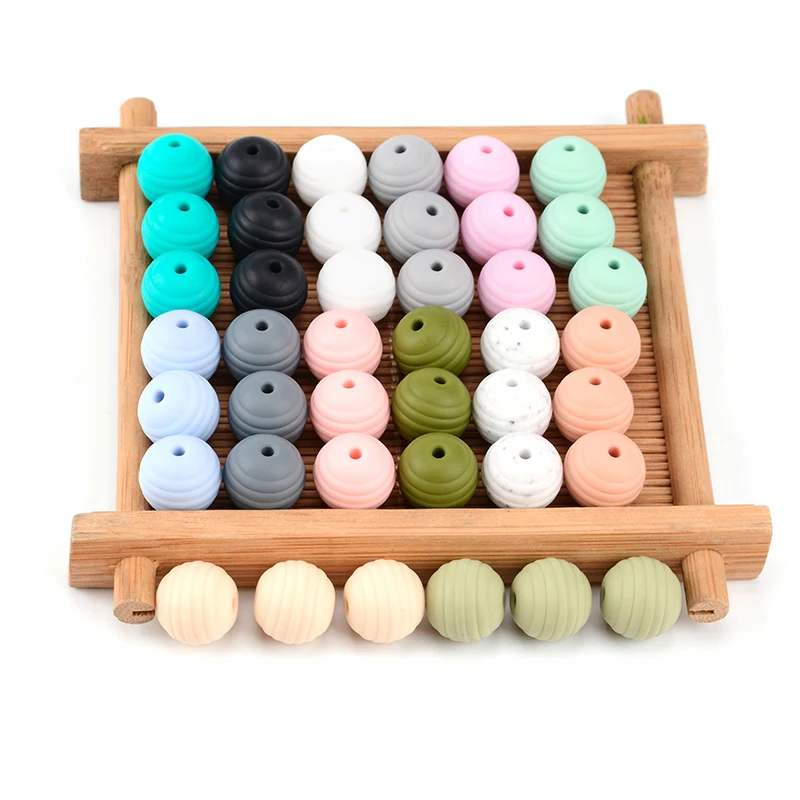 LOFCA 10 Stück 15 mm Bienenstock-Silikonperlen, Lebensmittelqualität, Beißring mit Gewinde, DIY Spirale, Schnullerclips, Perlen, Halskette, Baby-Beißring – Detail 8