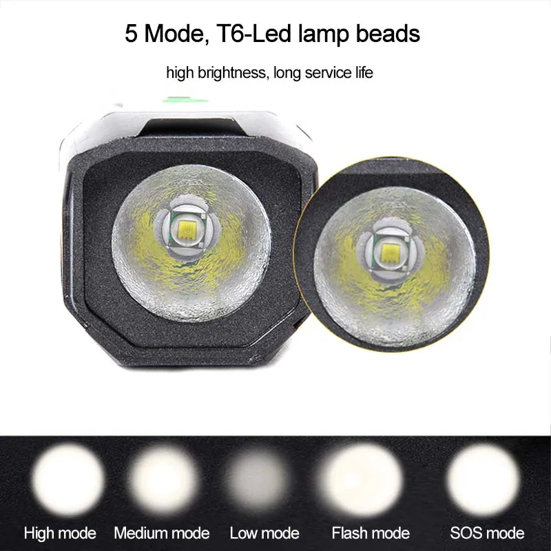 

Bike Llight USB Charging T6 LED Bicycle light Cycling MTB Front Lamp 5 Mode Rainproof Handlebar