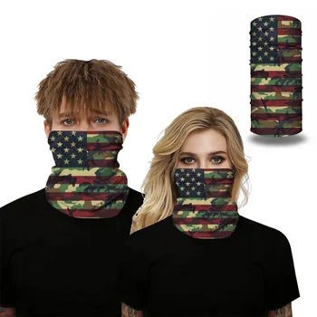 

New High Elasticity 3D American Flag Digital Printing Outdoor Beanie Riding Mountaineering Insect Breathable Face Masks Magic