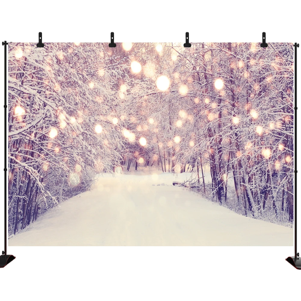 

Winter Snow Christmas Photography Backdrop for Party Light Spot Decoration Jungle Forest Vinyl Background Photo Studio Prop