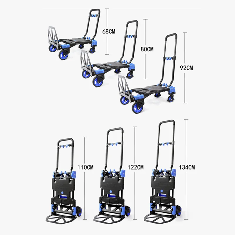 ALWAYSME Portable Push Pull Cart Dolly,Moving Platform Hand Truck,Wheel 14.5/8.5CM,Load 75-150KGS