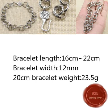 

B25 S925 sterling silver bracelet personality simple fashion style punk casual retro cross flower alphabet jewelry for friends