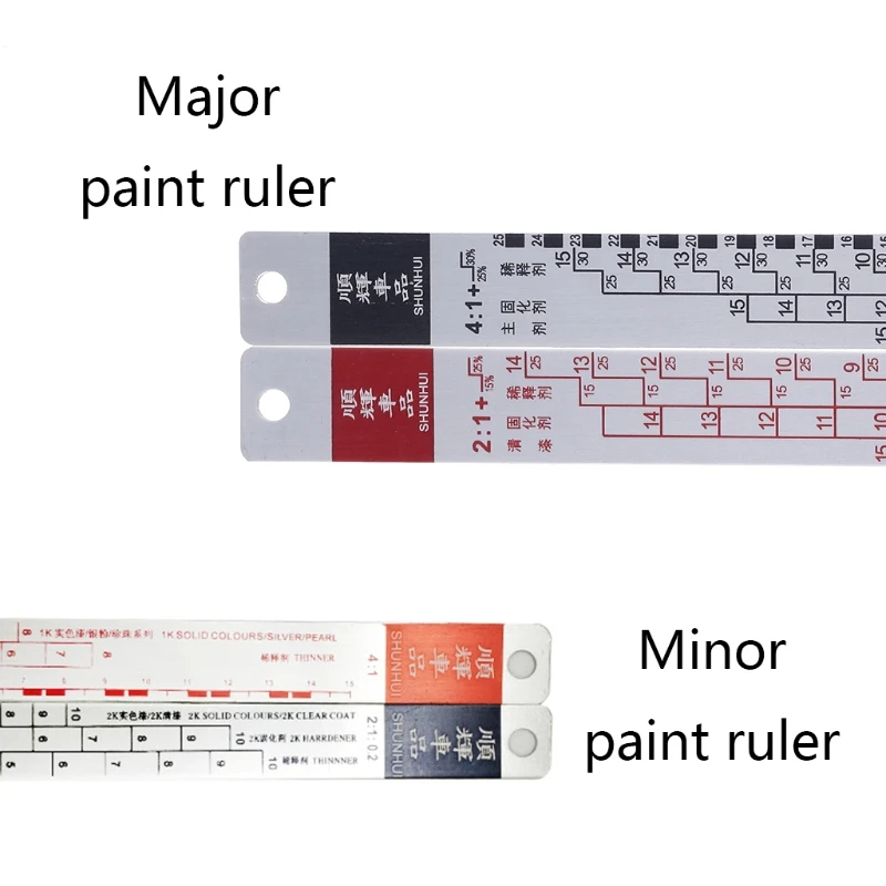 Paint Ruler Mixing Tool Standard Car Paint Ruler Tool Black/R-ed Rulers