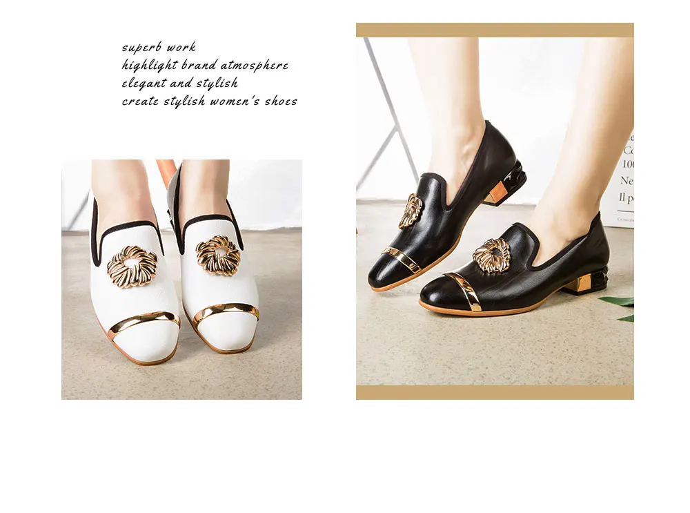 MEIJIANA/летние женские туфли-лодочки с металлическим цветком; женские лоферы на низком каблуке; высококачественные свадебные туфли