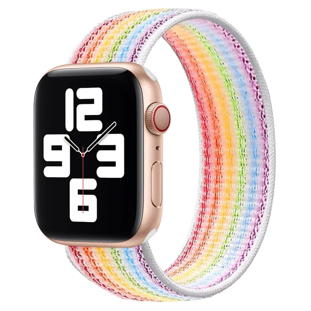2021 New Upgrade Braided Solo Loop Straps Elastic Soft Weave Nylon  for Apple Watch Band Series 6/SE/5/4/3/2/1 38/40/42/44mm Seven Color