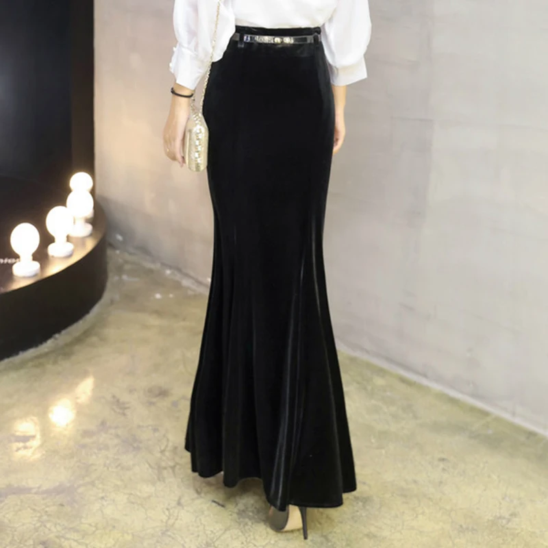 Autumn Women Skirt Elegant Office Lady Business Black Skirt Casual Mermaid Skirt Female High Quality Plus Size S-5XL