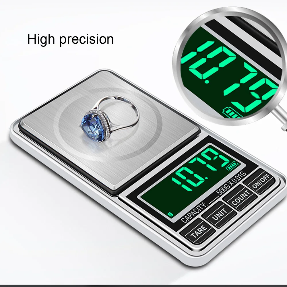 

100g/200g/300g/500g/1kg 0.01g Mini Jewelry Scale USB Charging Pocket Digital Scales Precision Electronic Balance Weight Scale