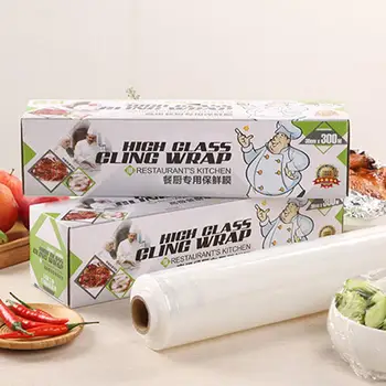 

1 Roll 30cmx300m Household Disposable Plastic Wrap Kitchen Food Cling Film Refrigerator Fruits And Vegetables Packaging Film