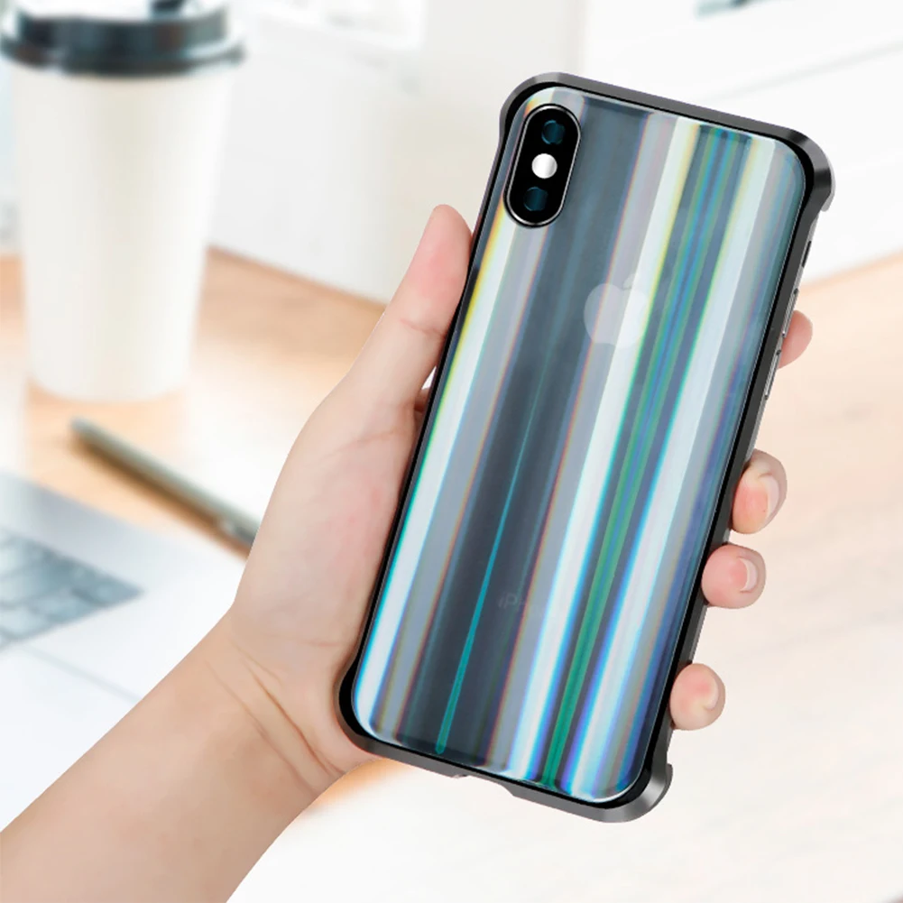 Чехол Aurora с магнитной оправой, без рамки, для iPhone X, XS, XR, MAX, 7, 8 Plus, противоударный, с одной стороны, без рамки, чехол