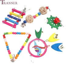 Transer 5 шт./лот, игрушки для домашних животных, висящие в клетке, деревянные лестницы, колокольчики, круглые, с колокольчиком, игрушка для попугая, 9917