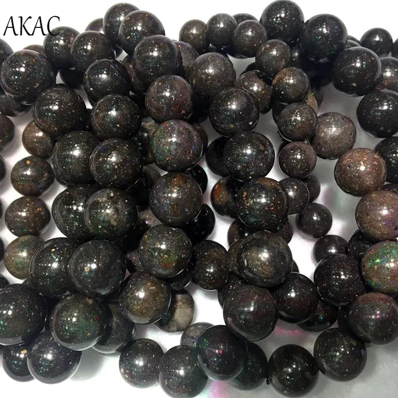 1 браслет/набор AKAC approx9-9.5mm натуральный черный опал браслет для женщин и мужчин браслет approx28beads/браслет