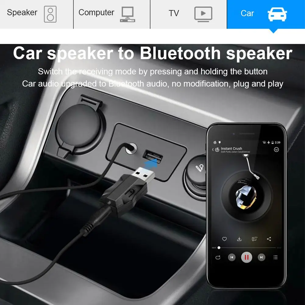 Rondaful USB Bluetooth 5,0 музыкальный приемник 3,5 мм аудио передатчик Hands-free автомобильный адаптер для стерео наушников ноутбук с системой windows
