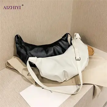 

Fashion Pleated PU Leather Crossbody Bags Women Ladies Dumplings Solid Color Shoulder Messenger Handbag Travel Daily Pouch