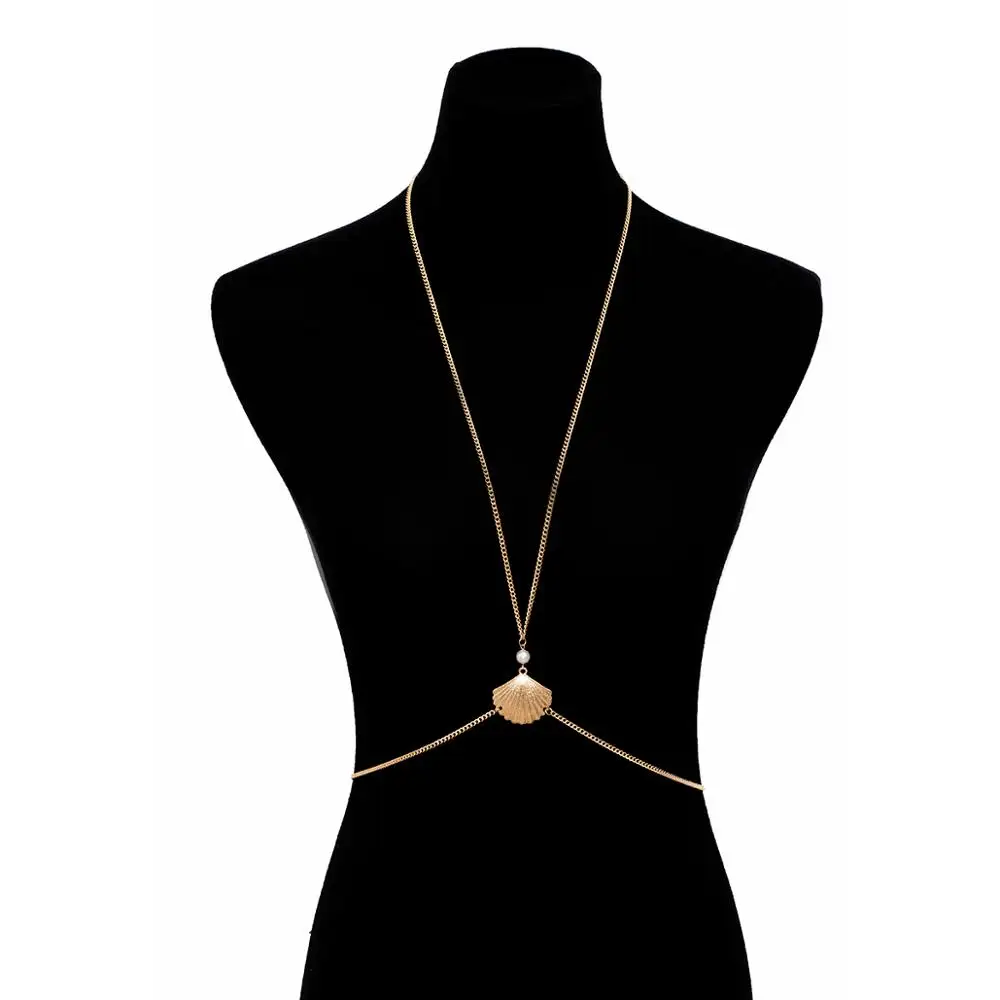 Simple Style Beach/Party Necklace with Belly Body Chain Fashion Sexy Copper Sequins Body Jewelry for Women