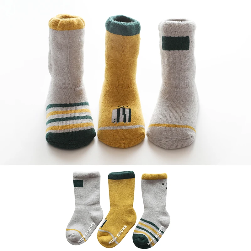 Bee Комплект детских носков, 3 пары зимних носков гольфы для малышей теплые гольфы для маленьких мальчиков, толстые махровые теплые гольфы для маленьких девочек - Цвет: Bee