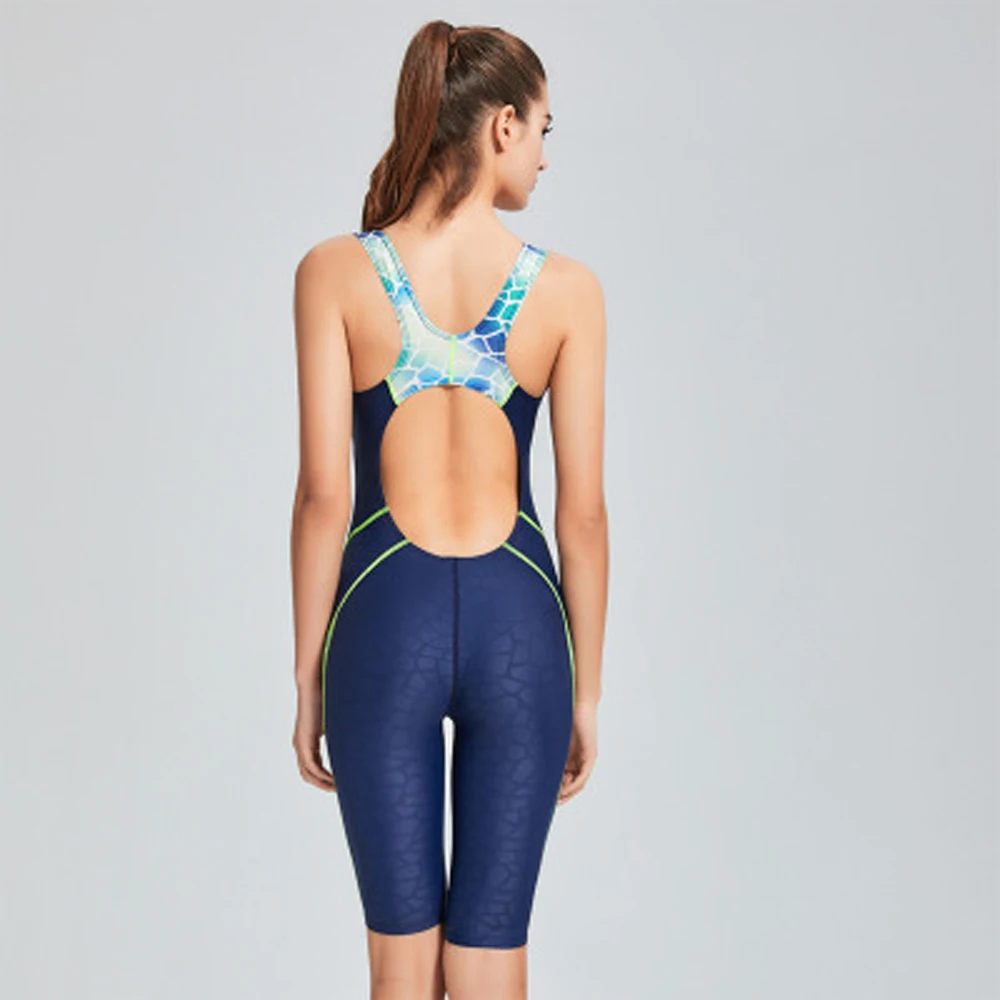 Quick Dry Swimwear Professional Knee Length Swimsuit Women One Piece Sport Bathing Suit Rash Guard Surf Swimming Suit