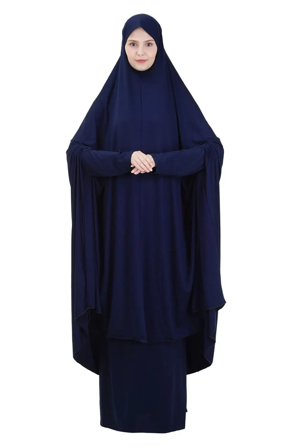 KALENMOS Ramadan Eid Two Piece Set Prayer Garment Dress Muslim Women Abaya Jilbab Hijab Long Khimar Outfit Abayas Islamic Niqab |