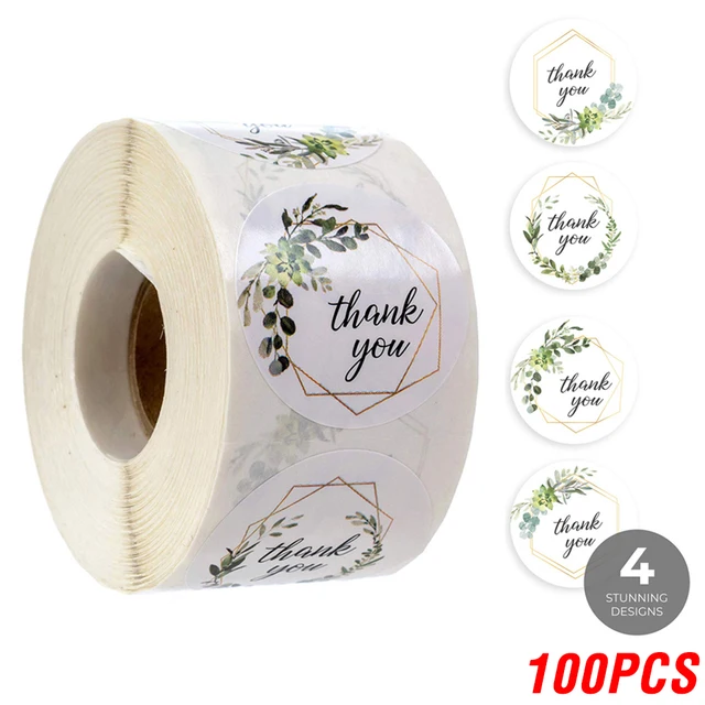 100-500pcs Thank You Sticker Envelope Seal Scrapbook Sticker Pink Heart Cute Round Sticker Stationery Label Stickers YH81-100pcs